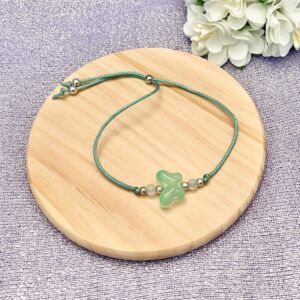 Pale Green Lampwork Butterfly Adjustable Cord Bracelet