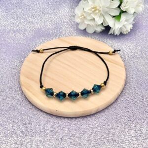 Teal and Gold Adjustable Cord Bracelet