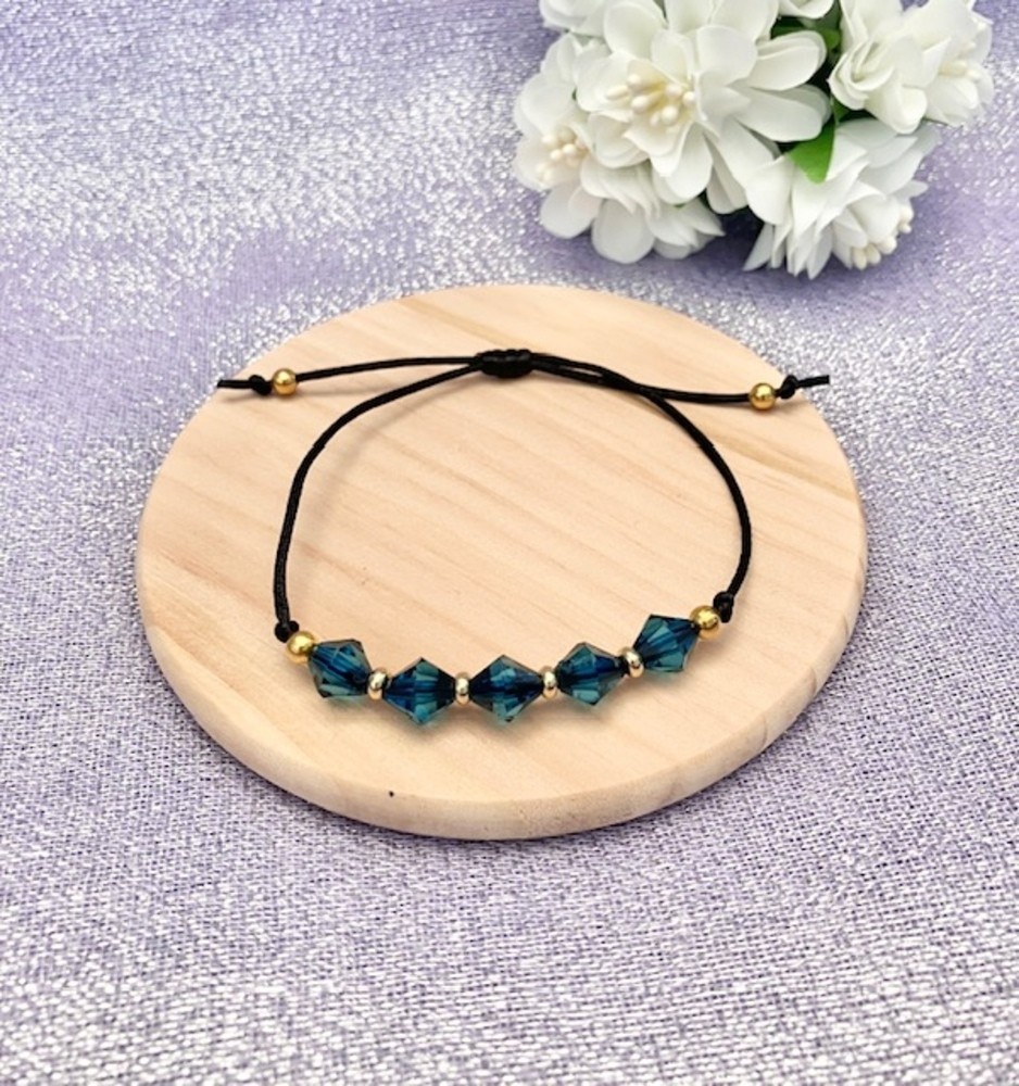 Teal and Gold Adjustable Cord Bracelet