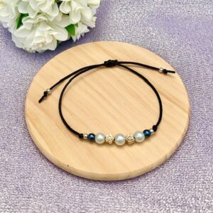 Flower and Pearl Adjustable Cord Bracelet