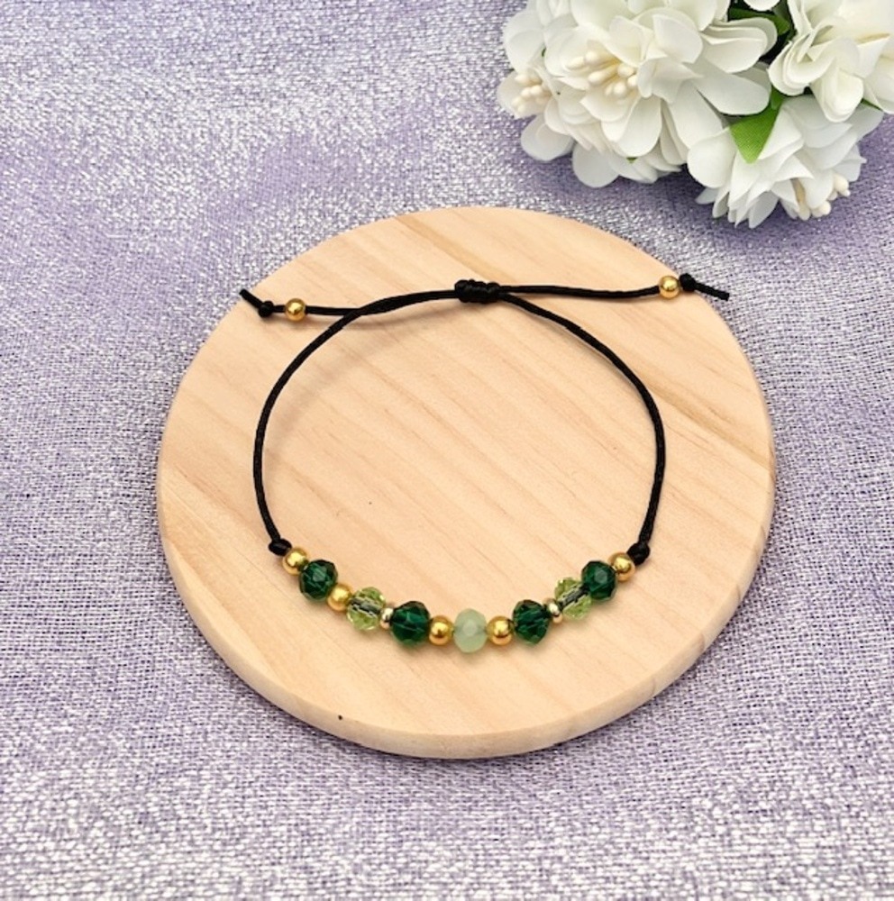 Green and Gold Adjustable Cord Bracelet