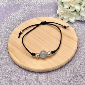 Grey Crackle Bead Adjustable Cord Bracelet