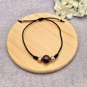 Purple Crackle Bead Adjustable Cord Bracelet