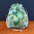 Eco-Friendly Reusable Gift Bag – Aqua Leaf Print Drawstring Pouch for Sustainable Gifting & Storage