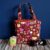 Handmade Small Autumn Floral Handbag – Brown and Orange Retro Flower Tote with Polka Dot Lining