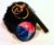 Black bag charm Pom Pom Keyring with Large Round Watercolor Charm – Multicolour