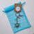 Handmade Blue Aqua Stone Flower Keyring with Resin Butterfly & Metal Flower Charms