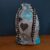 Eco-Friendly Reusable Gift Bag – Handmade Grey, Black & Blue Hearts Drawstring Pouch with Star Ribbon