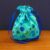 Eco-Friendly Reusable Gift Bag – Handmade Blue Batik Spots Drawstring Pouch