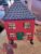 Handpainted Wooden Cottage House with Cat and Stand