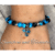 Blue Fire Agate Gemstone Bracelet with 925 Sterling Silver Plated Enamelled Dragon Charm.