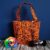 Handmade Small Gothic Print Handbag – Bold Orange and Black Baroque Tote with Striped Lining