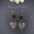 Gothic Sacred Heart Eye Earrings with Red Crystal, Handmade Dark Jewellery, Alternative Statement Earrings, Occult Goth Gift, Victorian Style Dangle Earrings