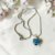 Ocean Tones Lamp Work Heart Pendant With Stainless Steel Snake Chain