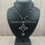 Gothic Cross Necklace, Obsidian & Heamatite Beaded Necklace, Czech Crystal Chain Necklace, Gothic Jewellery, Alternative Fashion, Witchy Necklace Gift.