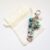 Handmade Blue Beaded Bag Charm with Silver Flower – Teal And Aqua Bag Clip Keyring