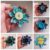 Handmade Blue Fabric Flower Brooches with Button Centre – Unique Accessories for Scarves Bags And Jackets