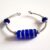 Handmade Blue and White Beaded Cuff Bracelet – Striped Glass Beads – Silver Wirework