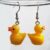 Handmade Cute Rubber Duck Drop Earrings – Quirky Yellow Dangle Jewellery