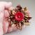 Handmade Fabric Flower Brooch in Earthy Browns with Red Button – Unique One-of-a-Kind Accessory
