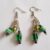 Handmade Green Beaded Drop Earrings – Eclectic Glass Bead Dangle Earrings with Mixed Finishes