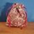 Handmade Mini Kaleidoscope Print Reusable Gift Bag – Eco Friendly Cotton Drawstring Pouch with Burgundy Ribbon