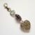 Handmade Ornate Heart Bag Charm – Clip-On Keychain Accessory with Glass Beads and Textured Ring