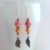 Handmade Pink and Gold Beaded Drop Earrings with Bronze Leaf Charms – Autumn-Inspired Dangly Earrings
