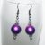 Handmade Purple Airbrushed Bead Earrings – Dangly Drop Earrings with Silver Accents