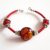 Handmade Red Beaded Cuff Bracelet – Wirework Design with Artisan Glass Bead Centrepiece