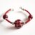Handmade Red Wirework Cuff Bracelet – Glass Bead Centrepiece with Silver Accents