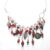 Handmade Red Beaded Wirework Waterfall Necklace – Charm Statement Jewellery with Silver Accents