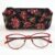 Handmade Red Floral Glasses Case – Elegant Zip Pouch for Sunglasses or Eyewear