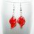 Handmade Red Glass Twist Drop Earrings – Dangly Earrings with Lampwork Beads and Silver Accents