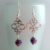Handmade Silver Swirl Drop Earrings – Dangly Earrings with Purple Faceted Crystals