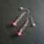 Handmade Small Bright Pink Flower Dangly Drop Earrings With Chain Detail