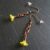 Handmade Small Lime Green Flower Dangly Drop Earrings with Copper Tone Chain