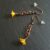 Handmade Small Orange Flower Dangly Drop Earrings with Copper Tone Chain