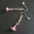 Handmade Small Pale Pink Flower Dangly Drop Earrings with Silver Chain Links