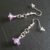 Handmade Small Purple Flower Dangly Drop Earrings with Silver Chain Links