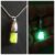 Handmade Steampunk Glow in the Dark Mystical Potion Bottle Pendant – Silver Bullet Cap & Green Crystals