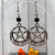 Handmade Drop Earrings with Black Obsidian Gemstone beads and a Silver Plated Pentagram/Pentacle charm.