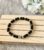 Black Beaded Stretch Bracelet with Silver Accents