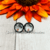 Handmade Glass Cabochon Stud Earrings with Ghost and Pumpkin Image in Enamelled Bezels.