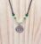 Spiral Pendant Necklace with Green Crystal Beads