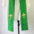 Green Clergy Stole with Golden Hand Embroidery