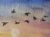 Hand-Painted Miniature Watercolour: Migrating Birds at Sunset (10×15 cm Mount)