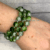 Stunning Moss Green and White Crackle Glass Beaded Wrap Bracelet with Stainless Steel Spacers.