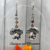 Handmade Mushroom/Toadstool Drop Earrings with Indian Agate Gemstone Beads