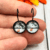 Handmade Glass Cabochon Lever Back Earrings with Ghost and Pumpkin Image in Enamelled Bezels.